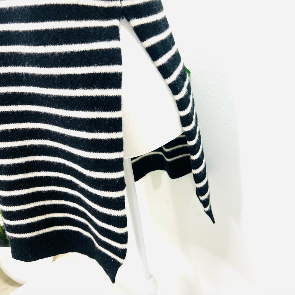 MADEWELL Wool Black White Stripe Side Slit Sweater Long Sleeve Size Small - Picture 6 of 12
